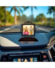 Car Desk/Table Top Lord Vishnu and Lakshmi Wooden Showpiece 3x4 Inches, Compact & Stylish Spiritual Display for Car, Home & Office (Pack of 1) (F19815)