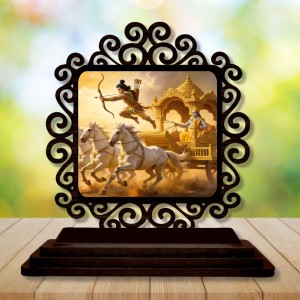 Car Desk/Table Top Krishna Arjuna Wooden Showpiece 3x4 Inches, Compact & Stylish Spiritual Display for Car, Home & Office (Pack of 1) (F19797) Car Desk/Table Top Krishna Arjuna Wooden Showpiece 3x4 Inches, Compact & Stylish Spiritual Display for Car, Home & Office (Pack of 1) (F19797)