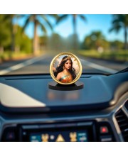 Car Desk/Table Top Radha Metal Golden Photo Stand 2x2 Inches, Compact & Stylish Spiritual Display for Car, Home & Office (Pack of 1) (F18821)