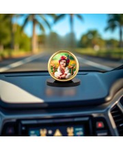 Car Desk/Table Top Little Krishna Metal Golden Photo Stand 2x2 Inches, Compact & Stylish Spiritual Display for Car, Home & Office (Pack of 1) (F18630)