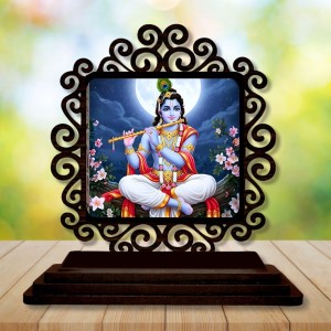 Car Desk/Table Top Lord Krishna Wooden Showpiece 3x4 Inches, Compact & Stylish Spiritual Display for Car, Home & Office (Pack of 1) (F20001) Car Desk/Table Top Lord Krishna Wooden Showpiece 3x4 Inches, Compact & Stylish Spiritual Display for Car, Home & Office (Pack of 1) (F20001)