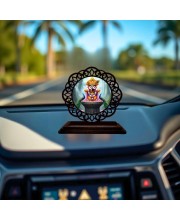 Car Desk/Table Top Lord Jagannath Wooden Showpiece 3x4 Inches, Compact & Stylish Spiritual Display for Car, Home & Office (Pack of 1) (F19680)