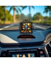 Car Desk/Table Top Lord Shiva Wooden Showpiece 3x4 Inches, Compact & Stylish Spiritual Display for Car, Home & Office (Pack of 1) (F19961)