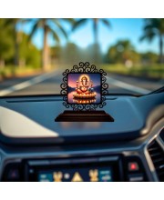 Car Desk/Table Top Lord Ganesha Wooden Showpiece 3x4 Inches, Compact & Stylish Spiritual Display for Car, Home & Office (Pack of 1) (F19829)