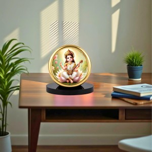 Car Desk/Table Top Little Saraswathi Metal Golden Photo Stand 2x2 Inches, Compact & Stylish Spiritual Display for Car, Home & Office (Pack of 1) (F18876) Car Desk/Table Top Little Saraswathi Metal Golden Photo Stand 2x2 Inches, Compact & Stylish Spiritual Display for Car, Home & Office (Pack of 1) (F18876)