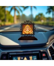 Car Desk/Table Top Lord Kubera Wooden Showpiece 3x4 Inches, Compact & Stylish Spiritual Display for Car, Home & Office (Pack of 1) (F19835)