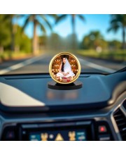 Car Desk/Table Top Sarada Ma Metal Golden Photo Stand 2x2 Inches, Compact & Stylish Spiritual Display for Car, Home & Office (Pack of 1) (F18693)