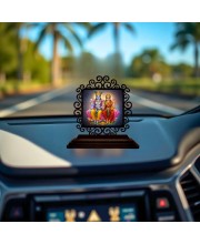 Car Desk/Table Top Lord Vishnu and Lakshmi Wooden Showpiece 3x4 Inches, Compact & Stylish Spiritual Display for Car, Home & Office (Pack of 1) (F20044)