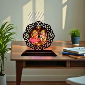 Car Desk/Table Top Lord Ganesha and Lakshmi Wooden Showpiece 3x4 Inches, Compact & Stylish Spiritual Display for Car, Home & Office (Pack of 1) (F19687) Car Desk/Table Top Lord Ganesha and Lakshmi Wooden Showpiece 3x4 Inches, Compact & Stylish Spiritual Display for Car, Home & Office (Pack of 1) (F19687)