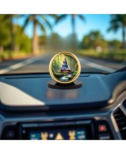 Car Desk/Table Top Lord Shiva Metal Golden Photo Stand 2x2 Inches, Compact & Stylish Spiritual Display for Car, Home & Office (Pack of 1) (F18544)