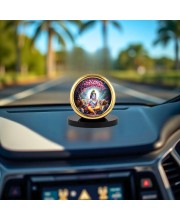 Car Desk/Table Top Lord Krishna Metal Golden Photo Stand 2x2 Inches, Compact & Stylish Spiritual Display for Car, Home & Office (Pack of 1) (F18582)