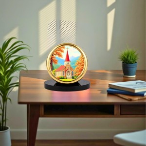 Car Desk/Table Top Beautiful Church Metal Golden Photo Stand 2x2 Inches, Compact & Stylish Spiritual Display for Car, Home & Office (Pack of 1) (F18726) Car Desk/Table Top Beautiful Church Metal Golden Photo Stand 2x2 Inches, Compact & Stylish Spiritual Display for Car, Home & Office (Pack of 1) (F18726)