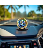 Car Desk/Table Top Little Krishna Metal Golden Photo Stand 2x2 Inches, Compact & Stylish Spiritual Display for Car, Home & Office (Pack of 1) (F18845)