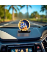 Car Desk/Table Top Lord Ganesha Metal Golden Photo Stand 2x2 Inches, Compact & Stylish Spiritual Display for Car, Home & Office (Pack of 1) (F18894)