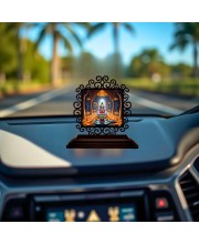 Car Desk/Table Top Lord Shiva Wooden Showpiece 3x4 Inches, Compact & Stylish Spiritual Display for Car, Home & Office (Pack of 1) (F19943)
