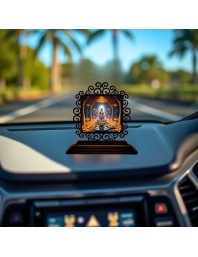 Car Desk/Table Top Lord Shiva Wooden Showpiece 3x4 Inches, Compact & Stylish Spiritual Display for Car, Home & Office (Pack of 1) (F19943)