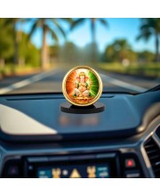 Car Desk/Table Top Lord Ganesha Metal Golden Photo Stand 2x2 Inches, Compact & Stylish Spiritual Display for Car, Home & Office (Pack of 1) (F18826)