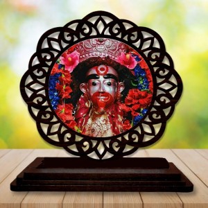 Car Desk/Table Top Tara Maa Wooden Showpiece 3x4 Inches, Compact & Stylish Spiritual Display for Car, Home & Office (Pack of 1) (F19647)