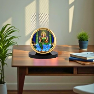 Car Desk/Table Top Goddess Lakshmi Metal Golden Photo Stand 2x2 Inches, Compact & Stylish Spiritual Display for Car, Home & Office (Pack of 1) (F18933)