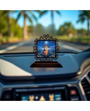 Car Desk/Table Top Lord Krishna Wooden Showpiece 3x4 Inches, Compact & Stylish Spiritual Display for Car, Home & Office (Pack of 1) (F20026)