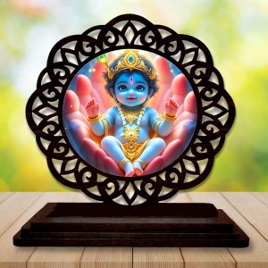 Car Desk/Table Top Lord Krishna Wooden Showpiece 3x4 Inches, Compact & Stylish Spiritual Display for Car, Home & Office (Pack of 1) (F19756) Car Desk/Table Top Lord Krishna Wooden Showpiece 3x4 Inches, Compact & Stylish Spiritual Display for Car, Home & Office (Pack of 1) (F19756)