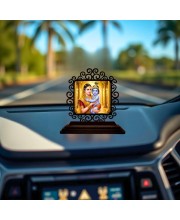 Car Desk/Table Top Yashodha and Krishna Wooden Showpiece 3x4 Inches, Compact & Stylish Spiritual Display for Car, Home & Office (Pack of 1) (F20068)