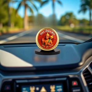 Car Desk/Table Top Lord Hanuman Metal Golden Photo Stand 2x2 Inches, Compact & Stylish Spiritual Display for Car, Home & Office (Pack of 1) (F18507) Car Desk/Table Top Lord Hanuman Metal Golden Photo Stand 2x2 Inches, Compact & Stylish Spiritual Display for Car, Home & Office (Pack of 1) (F18507)