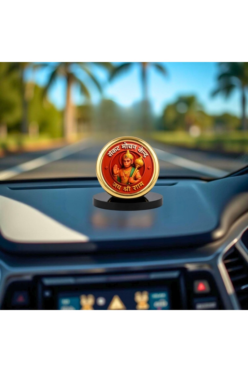 Car Desk/Table Top Lord Hanuman Metal Golden Photo Stand 2x2 Inches, Compact & Stylish Spiritual Display for Car, Home & Office (Pack of 1) (F18507)