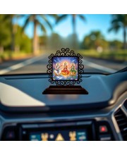 Car Desk/Table Top Lakshmi Saraswathi Parvathi Wooden Showpiece 3x4 Inches, Compact & Stylish Spiritual Display for Car, Home & Office (Pack of 1) (F19818)