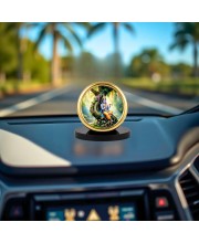 Car Desk/Table Top Lord Krishna Metal Golden Photo Stand 2x2 Inches, Compact & Stylish Spiritual Display for Car, Home & Office (Pack of 1) (F18584)