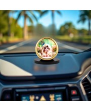 Car Desk/Table Top Little Krishna Metal Golden Photo Stand 2x2 Inches, Compact & Stylish Spiritual Display for Car, Home & Office (Pack of 1) (F18634)
