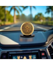 Car Desk/Table Top Lord Jesus Symbol Metal Golden Photo Stand 2x2 Inches, Compact & Stylish Spiritual Display for Car, Home & Office (Pack of 1) (F18517)