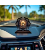 Car Desk/Table Top Omm Symbol Wooden Showpiece 3x4 Inches, Compact & Stylish Spiritual Display for Car, Home & Office (Pack of 1) (F19645)