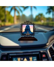 Car Desk/Table Top Lord Shiva and Sadhguru Wooden Showpiece 3x4 Inches, Compact & Stylish Spiritual Display for Car, Home & Office (Pack of 1) (F20054)