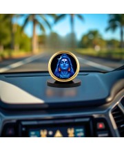 Car Desk/Table Top Lord Shiva Metal Golden Photo Stand 2x2 Inches, Compact & Stylish Spiritual Display for Car, Home & Office (Pack of 1) (F18501)