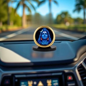 Car Desk/Table Top Lord Shiva Metal Golden Photo Stand 2x2 Inches, Compact & Stylish Spiritual Display for Car, Home & Office (Pack of 1) (F18501) Car Desk/Table Top Lord Shiva Metal Golden Photo Stand 2x2 Inches, Compact & Stylish Spiritual Display for Car, Home & Office (Pack of 1) (F18501)