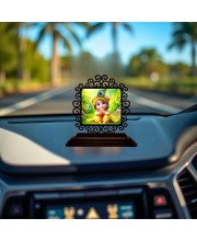 Car Desk/Table Top Lord Krishna Wooden Showpiece 3x4 Inches, Compact & Stylish Spiritual Display for Car, Home & Office (Pack of 1) (F19856)