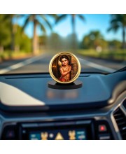 Car Desk/Table Top Lord Murugan Metal Golden Photo Stand 2x2 Inches, Compact & Stylish Spiritual Display for Car, Home & Office (Pack of 1) (F18808)