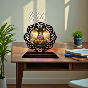 Car Desk/Table Top Lord Krishna Wooden Showpiece 3x4 Inches, Compact & Stylish Spiritual Display for Car, Home & Office (Pack of 1) (F19702) Car Desk/Table Top Lord Krishna Wooden Showpiece 3x4 Inches, Compact & Stylish Spiritual Display for Car, Home & Office (Pack of 1) (F19702)