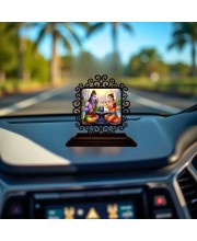 Car Desk/Table Top Lord Shiva and Parvathi Wooden Showpiece 3x4 Inches, Compact & Stylish Spiritual Display for Car, Home & Office (Pack of 1) (F19877)