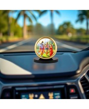Car Desk/Table Top Rama Lakshmana Sita Metal Golden Photo Stand 2x2 Inches, Compact & Stylish Spiritual Display for Car, Home & Office (Pack of 1) (F18533)