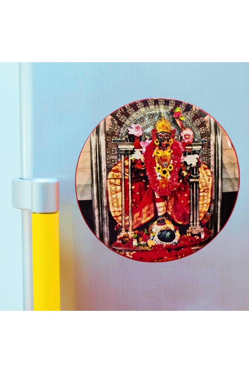 Stainless Steel Round Maa Kali Fridge Magnet | Devotional & Decorative Refrigerator Magnet for Home & Office | Pack of 2