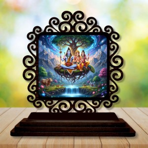 Car Desk/Table Top Lord Shiva and Family Wooden Showpiece 3x4 Inches, Compact & Stylish Spiritual Display for Car, Home & Office (Pack of 1) (F19967) Car Desk/Table Top Lord Shiva and Family Wooden Showpiece 3x4 Inches, Compact & Stylish Spiritual Display for Car, Home & Office (Pack of 1) (F19967)