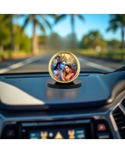 Car Desk/Table Top Radha Krishna Metal Golden Photo Stand 2x2 Inches, Compact & Stylish Spiritual Display for Car, Home & Office (Pack of 1) (F18806)