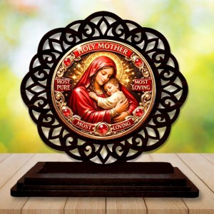 Car Desk/Table Top Lord Jesus and Merry Wooden Showpiece 3x4 Inches, Compact & Stylish Spiritual Display for Car, Home & Office (Pack of 1) (F19549) Car Desk/Table Top Lord Jesus and Merry Wooden Showpiece 3x4 Inches, Compact & Stylish Spiritual Display for Car, Home & Office (Pack of 1) (F19549)