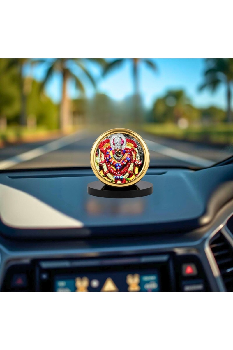 Car Desk/Table Top Maa Kali Metal Golden Photo Stand 2x2 Inches, Compact & Stylish Spiritual Display for Car, Home & Office (Pack of 1) (F18762)