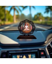 Car Desk/Table Top Mahavatar Babaji Wooden Showpiece 3x4 Inches, Compact & Stylish Spiritual Display for Car, Home & Office (Pack of 1) (F19704)