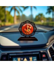 Car Desk/Table Top Lord Hanuman Wooden Showpiece 3x4 Inches, Compact & Stylish Spiritual Display for Car, Home & Office (Pack of 1) (F19769)