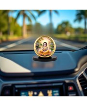 Car Desk/Table Top Radha Metal Golden Photo Stand 2x2 Inches, Compact & Stylish Spiritual Display for Car, Home & Office (Pack of 1) (F18644)