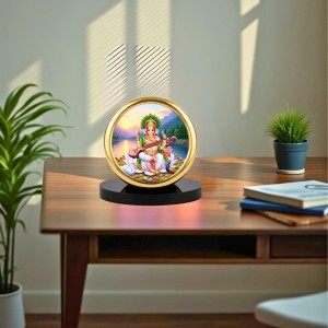 Car Desk/Table Top Goddess Saraswathi Metal Golden Photo Stand 2x2 Inches, Compact & Stylish Spiritual Display for Car, Home & Office (Pack of 1) (F18606) Car Desk/Table Top Goddess Saraswathi Metal Golden Photo Stand 2x2 Inches, Compact & Stylish Spiritual Display for Car, Home & Office (Pack of 1) (F18606)